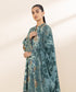 Women's Unstitched Linen Blue Printed 3 Piece Suit